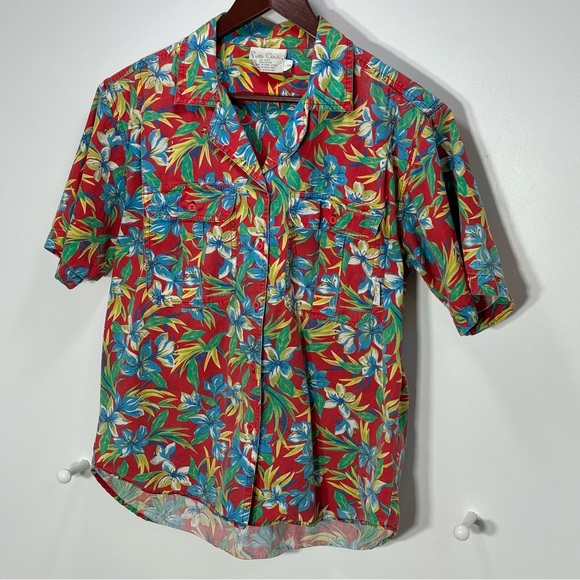 Vintage Pierre Cardin Women’s Size Small Hawaiian Floral Shirt Short Sleeve - Picture 2 of 6